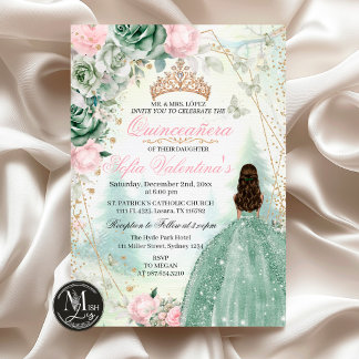 Sage Grün Blush Pink Verzauberter Wald 15 Jahre Einladung
