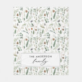 Sage grün botanisch elegante moderne Familie Fleecedecke (Vorderseite)