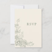 Sage Grün Botanischer Daisy QR-Code Hochzeit RSVP Karte (Vorderseite)