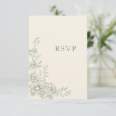 Sage Grün Botanischer Daisy QR-Code Hochzeit RSVP Karte (Stehend Vorderseite)