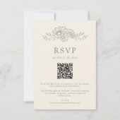 Sage Grün Botanischer Daisy QR-Code Hochzeit RSVP Karte (Rückseite)