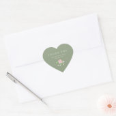 Sage Grün | Chic Blush Hochzeit Danke Herz-Aufkleber (Umschlag)