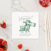 Sage Grün Dachshund Champagner Verlobung Serviette (Beispiel)