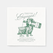 Sage Grün Dachshund Champagner Verlobung Serviette (Vorderseite)
