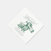 Sage Grün Dachshund Champagner Verlobung Serviette (Ecke)