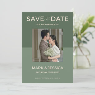 Sage-Grün doppelte Glückseligkeit Hochzeit Save The Date