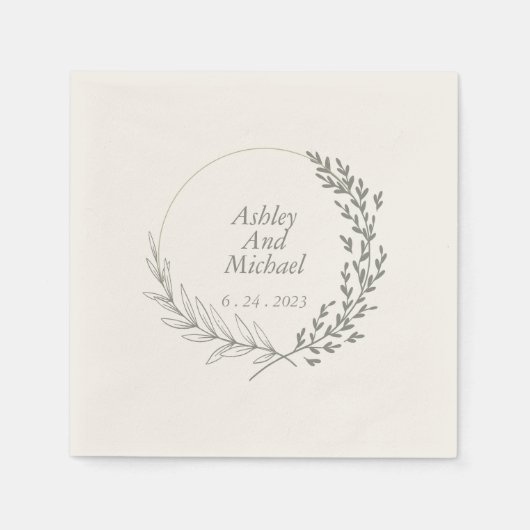 Sage grün elegante personalisierte Hochzeitsnapkin Serviette (Vorderseite)