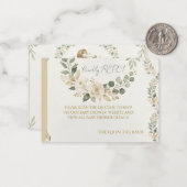 Sage Grün & Elfenbein Blumen QR Code RSVP Mitteilungskarte (Vorderseite/Rückseite Beispiel)