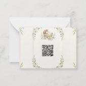 Sage Grün & Elfenbein Blumen QR Code RSVP Mitteilungskarte (Rückseite)