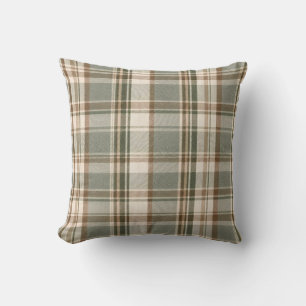 Sage Grün & Elfenbein Heritage Tartan Rustikales Kissen