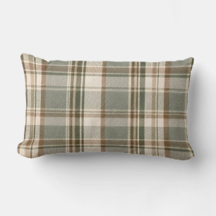 Sage Grün & Elfenbein Heritage Tartan Rustikales Lendenkissen