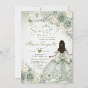 Sage-Grün Floral Charra Prinzessin Sweet Sixteen Einladung