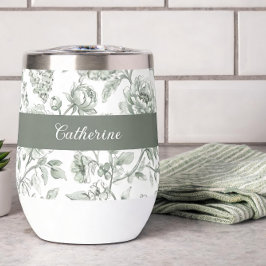 Sage Grün Floral Vintage Toile Monogramm Name
