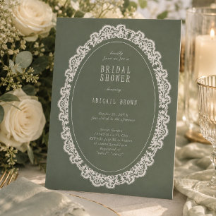 Sage Grün Florale Vintage-Spitze Brautparty-Einlad Einladung