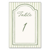 Sage-Grün-Gestreifte Hochzeit Tischnummer (Vorderseite)