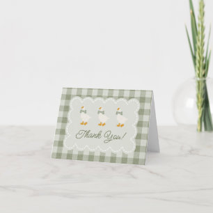 Sage Grün Gingham Gans Buffalo Karo Baby Shower Dankeskarte