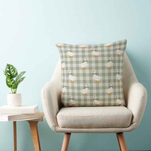 Sage Grün Gingham Gans Büffel Karo Kinderzimmer Kissen (Stuhl )