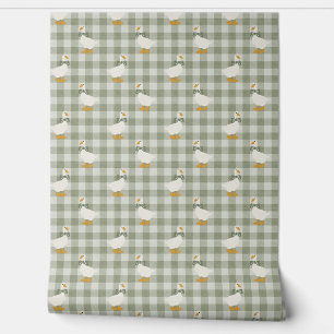Sage Grün Gingham Gans Büffel Karo Kinderzimmer We Tapete