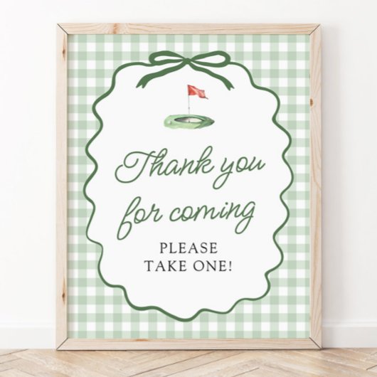 Sage Grün Gingham Golf Danke fürs Kommen Schild