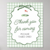 Sage Grün Gingham Golf Danke fürs Kommen Schild (Vorne)