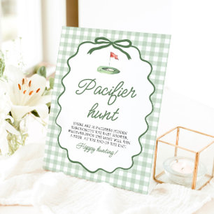 Sage Grün Gingham Golf Schnuller Jagd Baby Shower Sockelschild