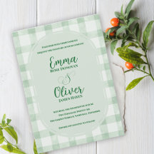 Sage-Grün-Gingham-Hochzeitsgartenparty