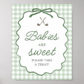 Sage Grün Gingham Schleife Golf Babys sind Süß Sch Poster (Vorne)
