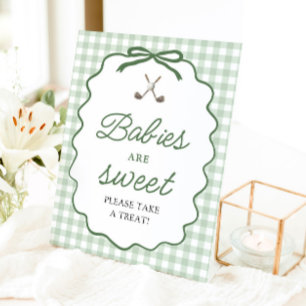 Sage Grün Gingham Schleife Golf Babys sind Süß Sch Sockelschild