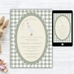 Sage Grün Gingham Silly Goose Babyparty  Einladung