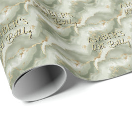 Sage-Grün-Gold abstraktes Marmordesign Geschenkpapier
