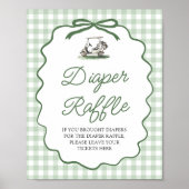 Sage Grün Golf Bow Babyshower Diaper-Raffle-Spiel Poster (Vorne)