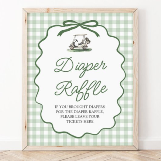 Sage Grün Golf Bow Babyshower Diaper-Raffle-Spiel Poster