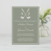 Sage Grün Golf Hochzeit Einladung (Stehend Vorderseite)