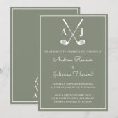 Sage Grün Golf Hochzeit Einladung (Vorne/Hinten)