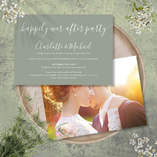 Sage Grün Happily Ever After Party Hochzeitsfoto Einladung