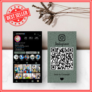 Sage-Grün-Hausmeister-Insta-QR-Code Visitenkarte