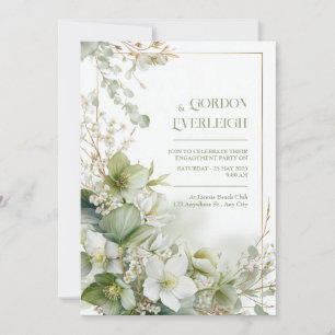 Sage Grün Hellebore Botanischer Goldrahmen Hochzei Einladung