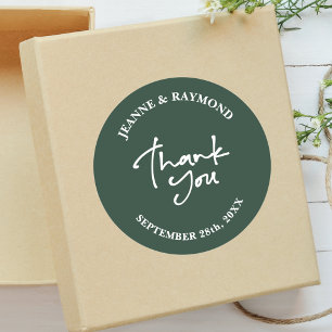 Sage Grün Hochzeit Danke Kalligrafie Geschenkverpa Runder Aufkleber