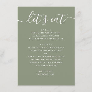 Sage Grün Hochzeit Minimalistische Schrift Moder Menükarte