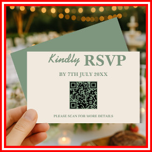 Sage Grün Hochzeit QR-Code RSVP Beilagekarte Karte