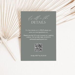 Sage Grün Hochzeits-Detailkarte mit QR-Code RSVP Karte
