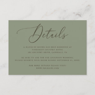 Sage-Grün Hochzeitsdetails Elegant Minimalistisc Begleitkarte