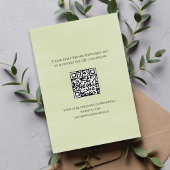 Sage Grün Hochzeitsdetails QR-Code Zeitachse Karte