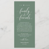 Sage Grün Hochzeitsplatz Gedeck Dankeskarten Programm (Vorderseite)
