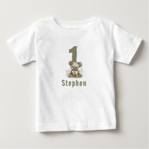 Sage Grün Koala Bär 1. Geburtstagsgast der Ehre Baby T-shirt