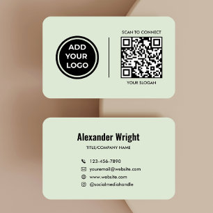 Sage-Grün-Logo-Scan-Code-Kontakt-Geschäftskarte Visitenkarte