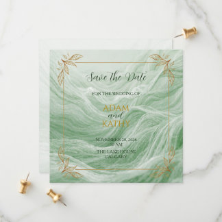 Sage Grün Marmor & Gold Save The Date Karte