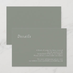 Sage Grün Minimalistische Elegante Hochzeitsdetail RSVP Karte