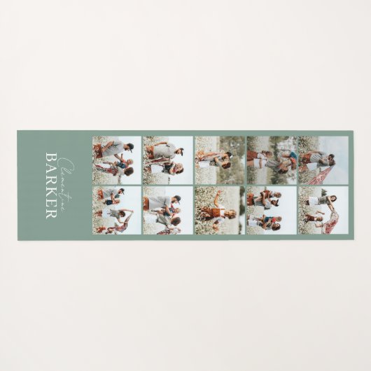 Sage grün Moderne minimale elegante Foto Collage Yogamatte (Rückseite (Horizontal))