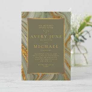 Sage-Grün Onyx-Marmor mit Gold Einladung